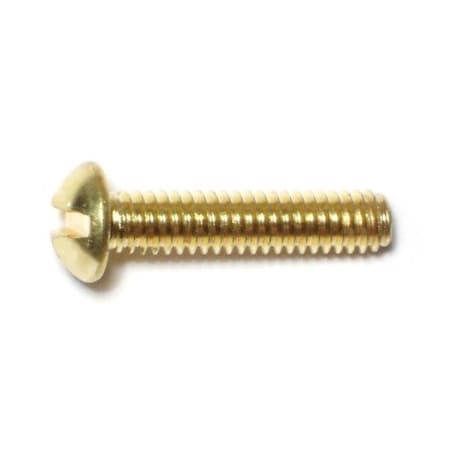 Midwest Fastener #8-32 x 3/4 in Slotted Round Machine Screw, Plain Brass, 40 PK 61773